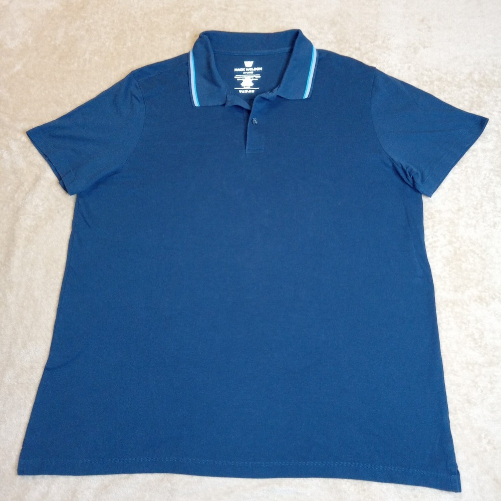 Mack Weldon Men's Short Sleeve Blue Polo‎ Shirt 2XL XXL